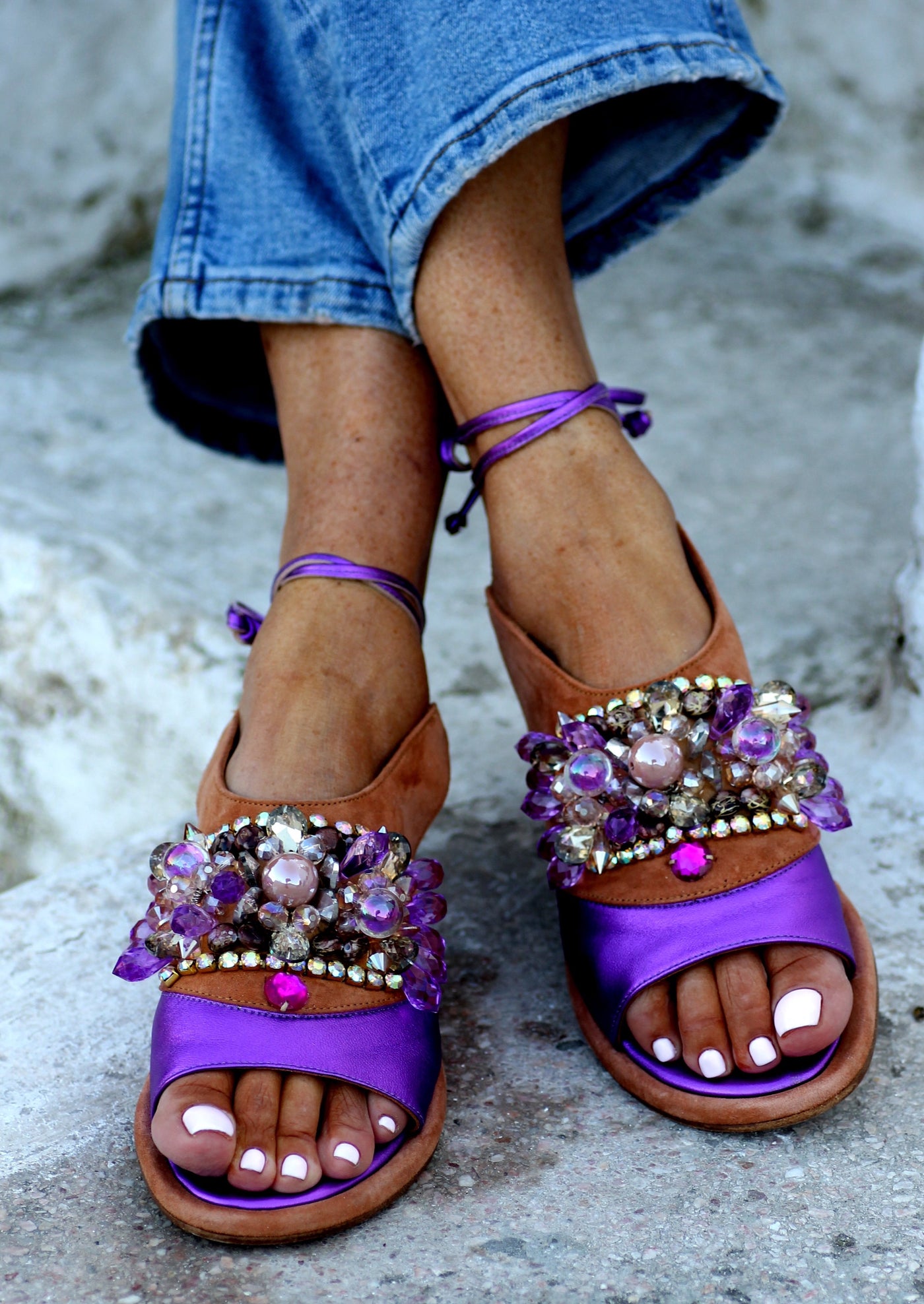 Amethyst sandals by Elina Linardaki